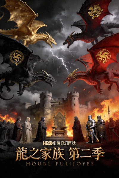 HBO史詩奇幻劇《龍之家族》第二季海報，巨龍與權力鬥爭