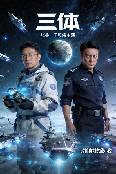 科幻劇《三體》海報，張魯一、于和偉主演，改編自劉慈欣小說